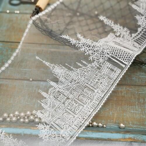 1Yd/lot 19cm wide mesh embroidery castle lace wedding dress dress diy lace accessories X381