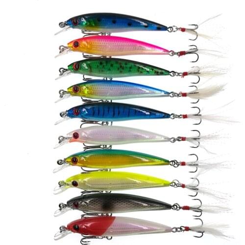 10Pcs 9CM 7.2G Fishing Wobblers Laser Minnow Fishing Lure Isca Artificial Hard Bait Pesca Sea Fishing Tackles