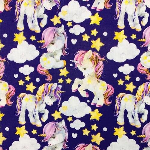 110cm Width Baby Star Unicorn cotton fabric Patchwork Sewing Quilting shirt clothes handmade patchwork Lolita baby bedding