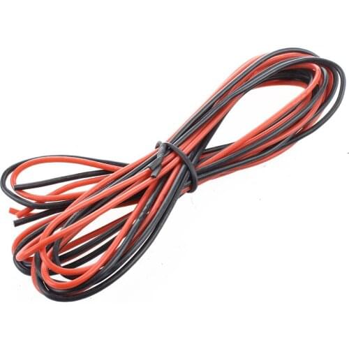 2M Two Wires 12/16/18/20/26/28/30AWG Silicone Wire SR Wire Flexible Stranded Copper Electrical Cables 1M black+1M red For RC