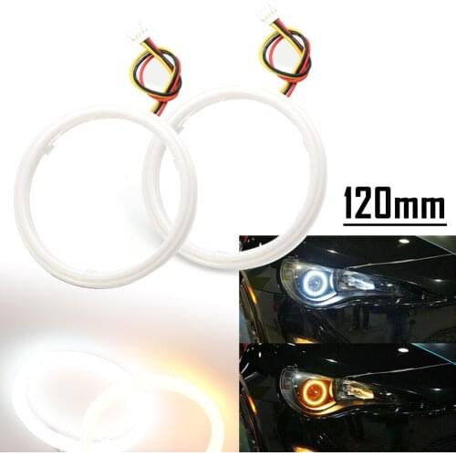 2Pcs 120MM Dual Color White Amber Switchback LED Angel Eyes Halo Rings Car Headlight Retrofit Head Light Lamp