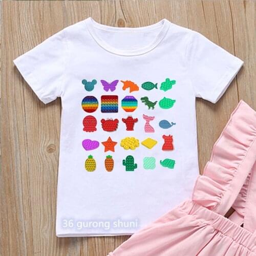 2021 Funny Unzip Game Funny поп ит Pop It T-Shrit Try T Shirt Waterful Print Boys Girls Kids Clothes Children Clothing