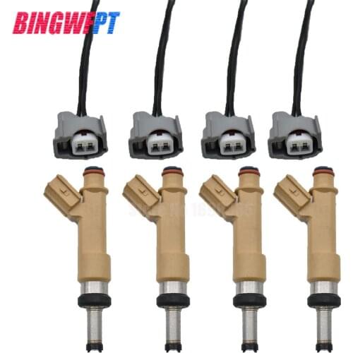 4pcs/lot 100% Original 23250-0T010 23209-0T010 Fuel Injectors+wires for Toyota Corolla Auris/Vios 2ZRFE ZRE15
