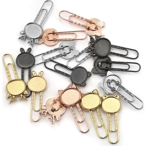 8/32pcs Cat Bookmark Cabochon Base Bookmark Blanks Settings With Glass Cabochon Cameo DIY Jewelry Making Accessories