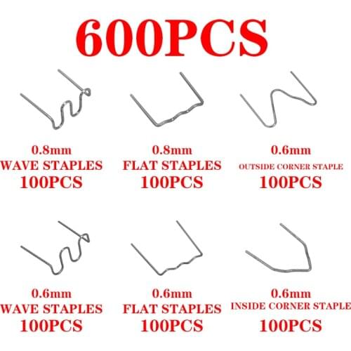 600pcs Stainless Steel Standard Pre Cut 0.8mm/0.6mm Hot Staples for Plastic Stapler Car Bumper Repair Hine Welder Wires