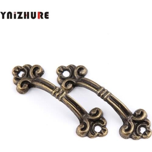 8pcs 48*15mm Mini Vintage Handle Metal Antique Box Drawer Knobs Old Door knob Retro Kitchen Cabinet Handles