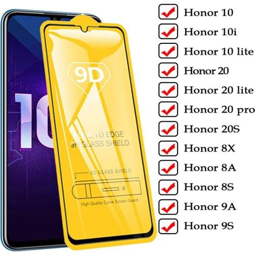 9D tempered glass for huawei honor 10i 10 i lite 20 pro 20s 20i screen protector film for honor 9s 9a 8x 8a 8s protective glass
