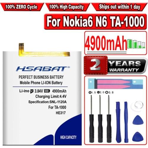 HSABAT 4900mAh HE317 Battery for Nokia 6 for Nokia6 N6 TA-1000 TA-1003 TA-1021 TA-1025 TA-1033 TA-1039