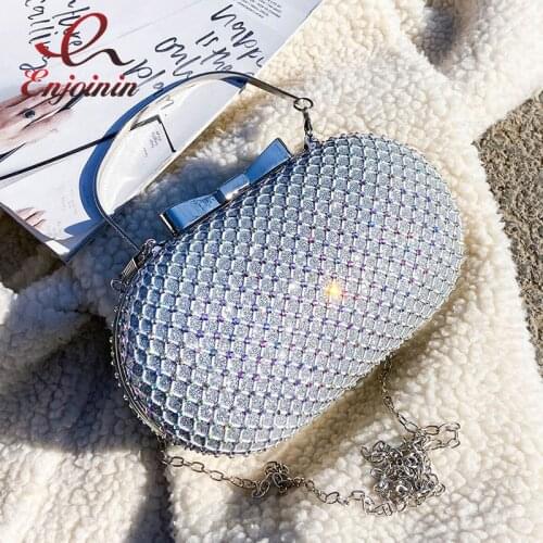 Diamond Wedding Party Dinner Bag Bow Chain Clutch for Women Purses and Handbags Rhinestone Evening Bag Luxury Bag Shoulder Bag