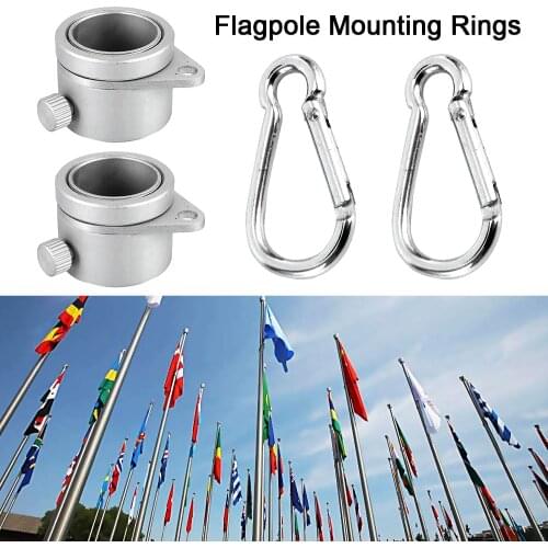 Aluminum Alloy Flag Pole Rings 360 Degree Rotating Flagpole Flag Mounting Rings Kit with Carabiner for 0.7-1 Inch Flagpole