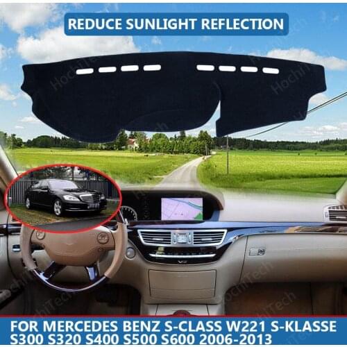 Anti-Slip Anti-UV Mat Dashboard Cover Pad Dashmat Protect Carpet for Mercedes Benz S-Class W221 S320 S400 2006-2013 Accessories