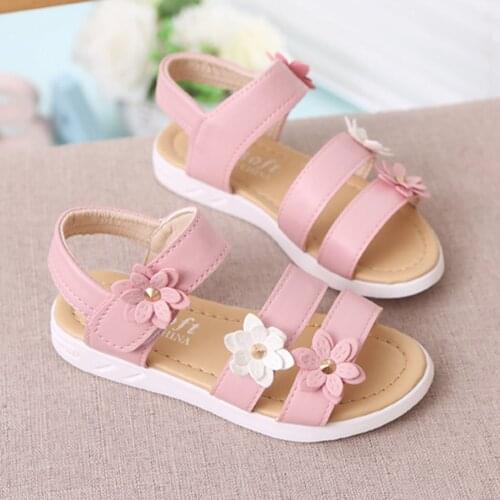 Baby Girls Flower Rubber Sandals Non-slip Shoes Cross Sandals Toddler Kids Summer Floral Sandals Princess Shoes Детская Обувь
