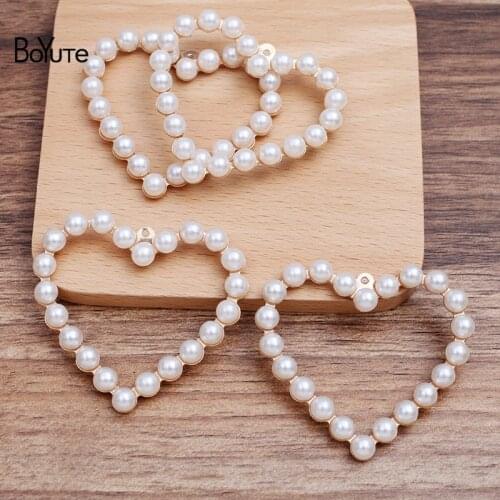 BoYuTe (20 Pieces/Lot) 55*50*6MM Heart Shape Pearl Pendant Materials Factory Direct Sale DIY Handmade Jewelry Accessories