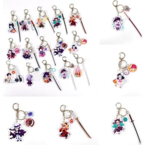 Hot Anime Keychains Demon Slayer Key Chain Tanjirou Kamado Nezuko Tomioka Giyuu Kimetsu No Yaiba Rengoku Acrylic Keyring Gifts