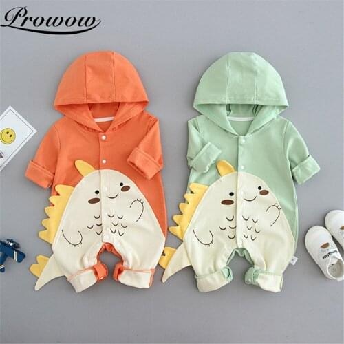 Prowow Dinosaur Cosplay Baby Clothes Cartoon Newborns Sleepwear For Baby Rompers Unisex Childrens Jumpsuits Cute Infant Hooded