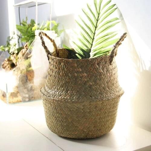 Home Decoration Multi-function Nordic Style Wickerwork Basket Rattan Hanging Flower Pot Dirty Laundry Hamper Storage Basket