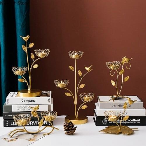 Home Wrought Iron Bird Candle Holder Decoration Ornaments Romantic Dining Table Candlelight Dinner Props Living Room Decoration