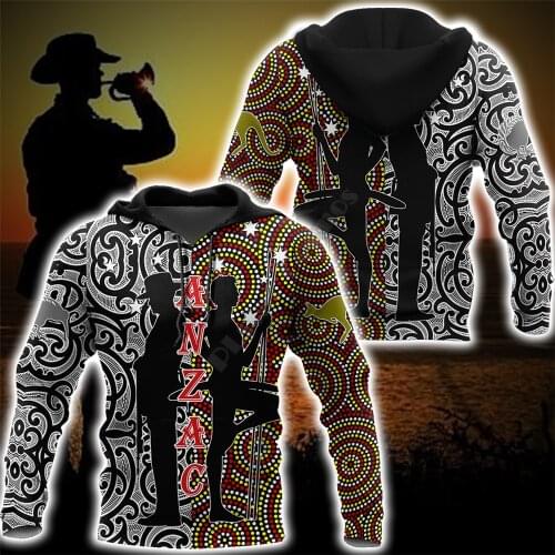 Anzac Day Australia Aboriginal And New Zealand Maori 3D Printed Hoodies women For men Pullover streetwear Cosplay Costumes