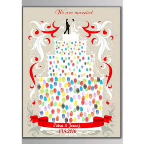 Personalized names and date Birthday cake DIY Fingerprint Guest Book with Inkpads for birthday party kids baby shower Decoration