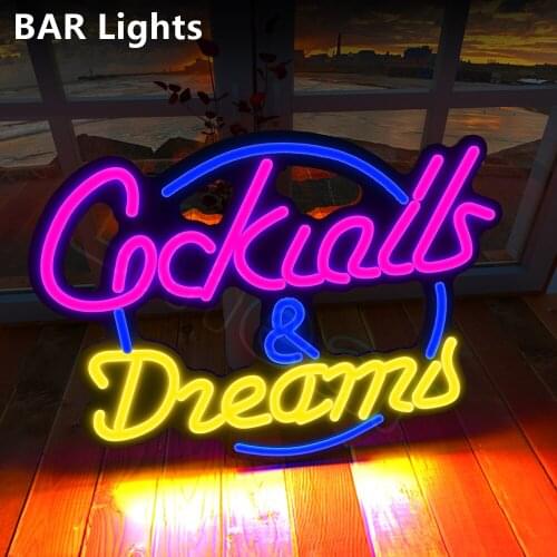 17"x14" Cocktail Dream Real Glass Tube Neon Light Sign Neon Lamp Board Commercial Lighting Tavern Beer Bar Pub Decoration