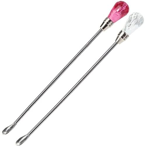 Crystal Head Mixing Spoon DIY Seal Wax Stirring Stick Rod Anti Scalding Decor Stainless Steel 10cm Handle Stamp Gifts