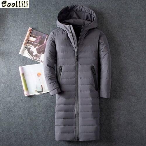 Boolili Business casual Men mens down jacket solid color thick white duck down Coat filled large size mens winter clothing
