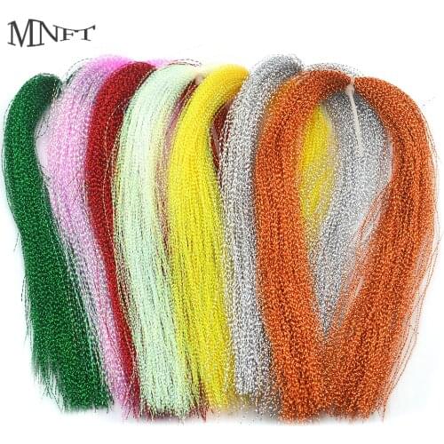 MNFT 12 Pack Sparkle Flashabou Tinsels Colorful Flat Glittering Crystal Flash Tinsel Sabiki Treble Hook Lure Fly Tying Material