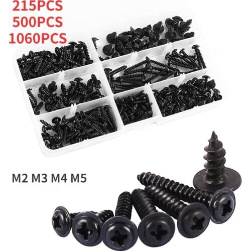 M2 M3 M4 M5 Hex Socket Screw Set Carbon Steel Flat Round Cap Head Screws Bolts and Nuts Assortment Kit with Storage Box Screws