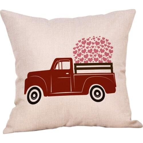 Softxpp Valentines Day Sign Vintage Red Truck with Hearts Throw Pillow Cover Rustic Farmhouse Decor Anniversary Lover Gift