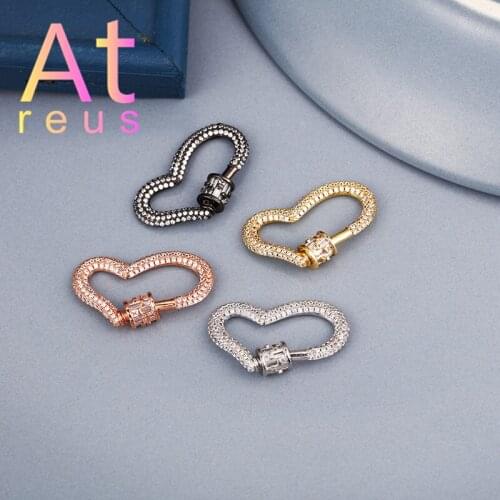 Irregular Heart Clasps Hooks 4Color Copper Micro Pave Zirconia Jewelry Making Supplies DIY Bracelet Necklace Handmade Jewelry