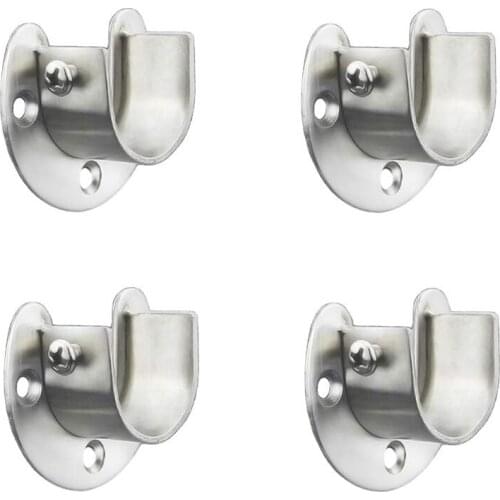Stainless Steel Closet Closet Bracket, U-Shaped Open Socket Bracket, Shower Curtain Rod End Support Sleeve Flange