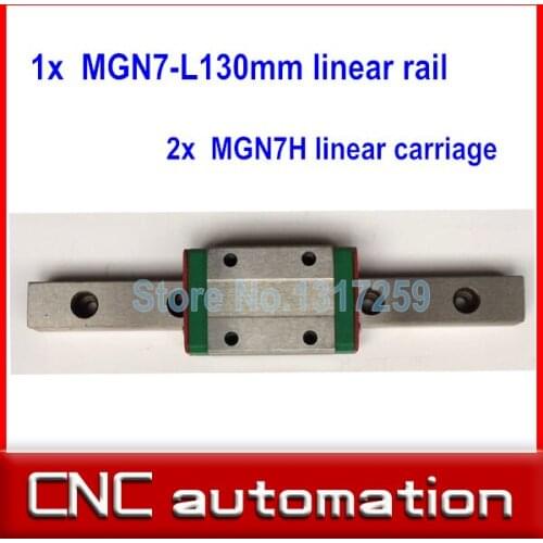 New Miniature Linear Guide MGN7 L 130mm guideway + 2pcs MGN7H Long blocks carriage