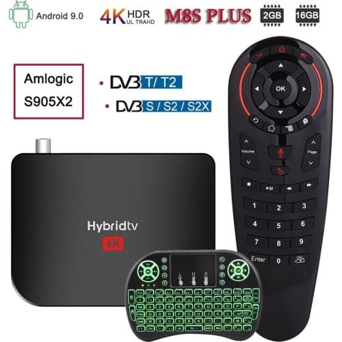 Newest M8S PLUS DVB Smart TV Box 4K Android 9.0 DVB-T2/T DVB-S2/S Terrestrial Combo Amlogic S905X2 Quad Core WiFi Set Top Box