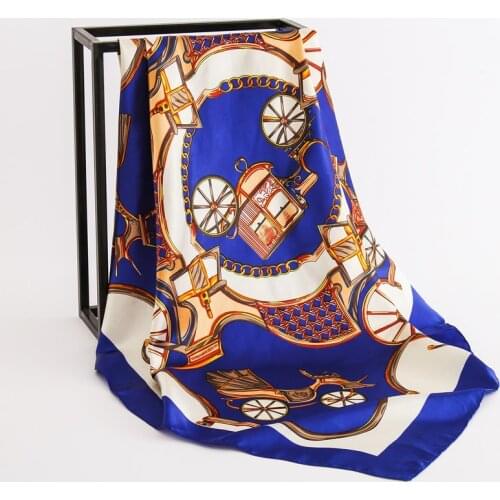 New Summer Silk Scarf Lady Large Hijab Design Print Square Scarf Shawl Head Wraps for Women Bandana Fashion Foulard Neckerchief