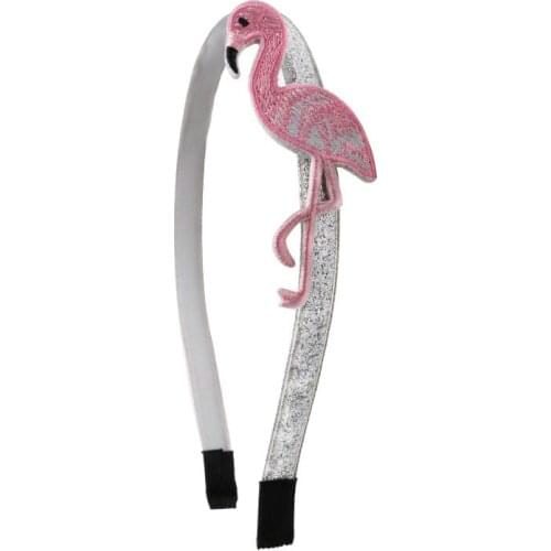 1PC New Flamingo Embroidery Kids Hair Hoop Princess Headwear Hair Accessories Children Headbands Baby Hairbands Girls Hairpins