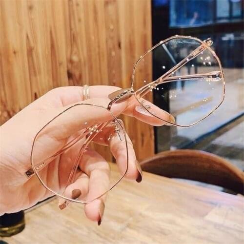New Trendy Women Office Anti Blue Light Oversized Computer Glasses Cat Eye Female Blue Blocking Big Size Eyeglasses Alloy Frame