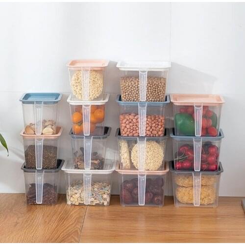 Refrigerator Organizer Food Storage Container With Lid Handle Plastic Fresh-Keeping Box Fridge Reusable Storage For Kitchen Tool