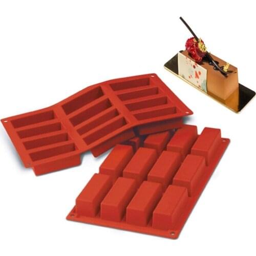 12 Cavity Rectangle Shape Silicone Chocolate Mold For Cake Baking Candy Soap Forms DIY Homemade Finger Cookie Mould Pan Ice Tray