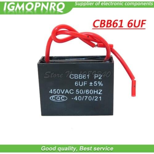 2pcs CBB61 6uf starting capacitance AC Fan Capacitor igmopnrq 450V 6UF CBB Motor Run Capacitor