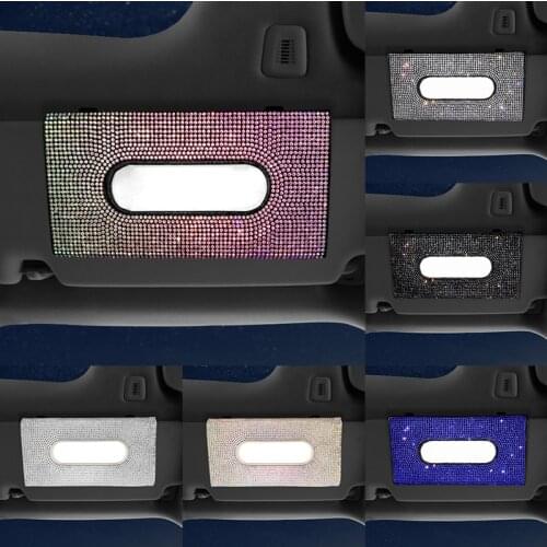 Luxury Rhinestone Car Tissue Case Box Women Girls Crystal Hanging Accessories Paper Towel Storage Covers