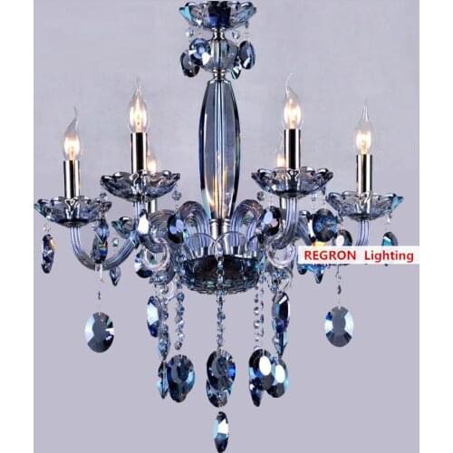 Chess room Mini blue crystal chandelier crystal lamp for restaurant Bar hanging blue lighting modern children Kids Led Fixtures