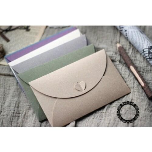 Herbal Vintage Envelope Natural Gift Retro Postcard envelope with Heart Button 50PCS/LOT