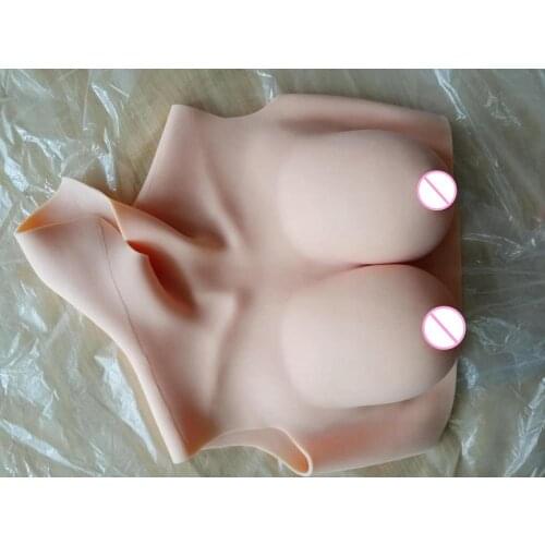High Collar Neck D CUP Realistic Silicone Breast Forms Short Fake Artificial Boob Crossdresser Shemale Transgender Drag Queen 4G
