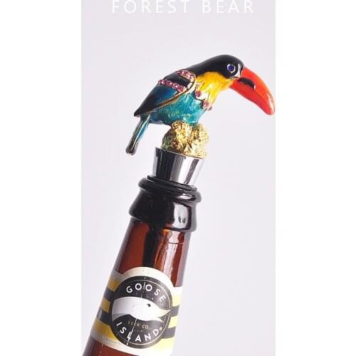 Stainless steel color diamond-studded high-end wine stopper shape parrot bird red wine decoration wine bottle stopper