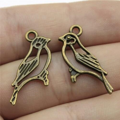 WYSIWYG 10pcs 27x11mm Vintage Bird Pendants Charm For Jewelry Making Antique Bronze Color Bird Pendants Charm Bird