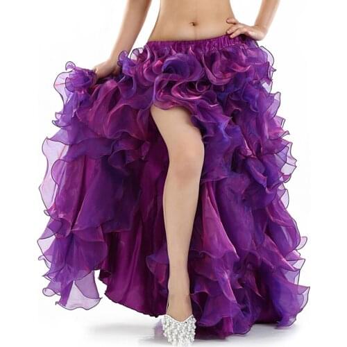 12 Colors Dancewear Professional Belly Dance Clothing Long Maxi Skirts Single-split Women Oriental Belly Dance Skirt