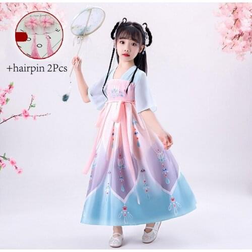 Hanfu Traditional Girls Stage Dance Performance Dress Baby Girl Dress Toddler Girls Chinese Costumes Oriental Chinese Style