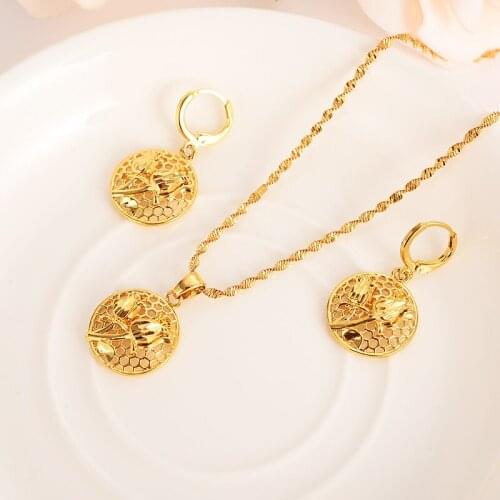 Gold Color round flower rose Jewelry sets Pendant Necklaces Women,African Jewelry,Arab sets,Ethiopia wedding charms partygift