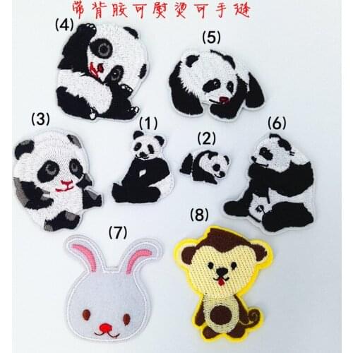 100pcs/lot Small Cute Animal Panda Embroidery Patches for Kids Clothing Decoration Badge Ironing Applique Heat Transfer