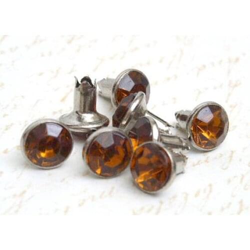 1440 sets 8 mm YELLOW BROWN Round Rhinestone Rivet Stud more chic gorgeous for bag
